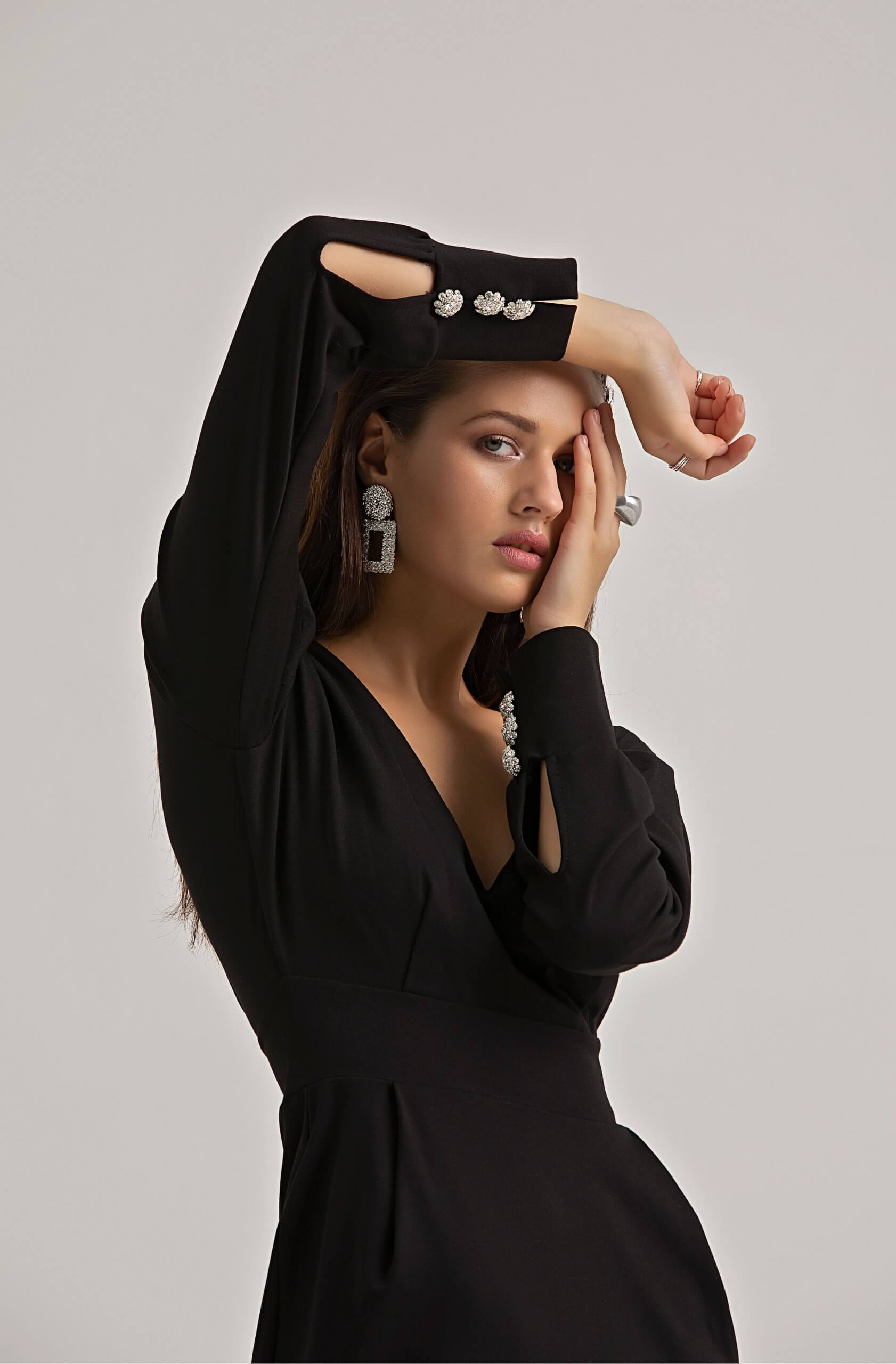 abito nero bottoni dettaglio Anna Dress Signorina Roma
